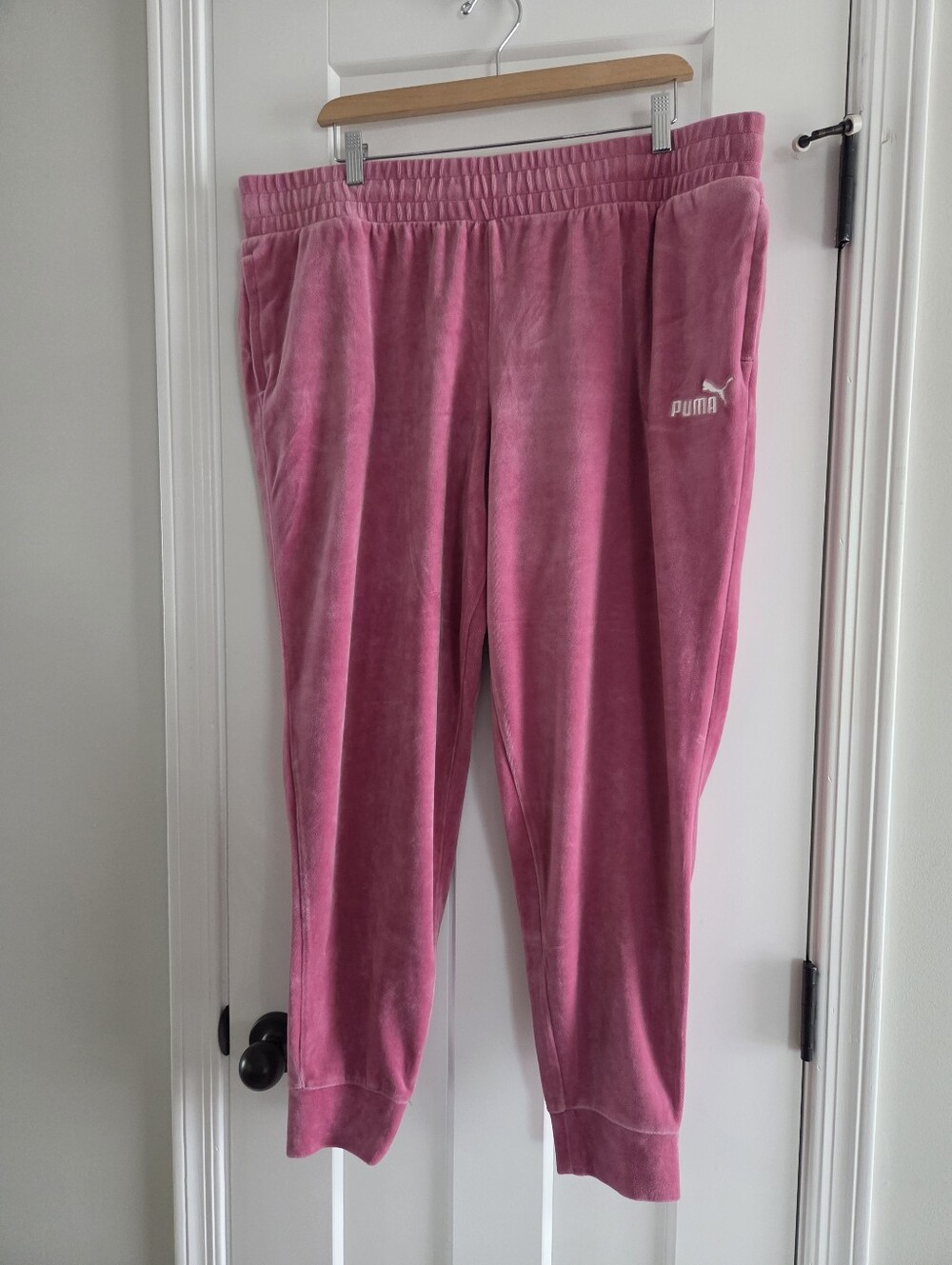 Puma Womens Dusty Orchid Track Pants Velour Joggers XXL Y2K